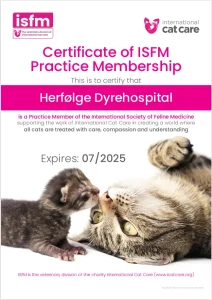 International Society of Feline Medicine certifikat